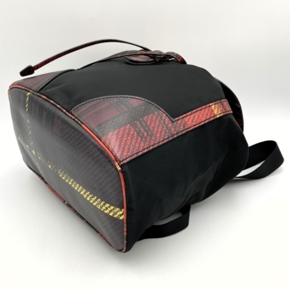 Prada Plaid Pattern Nylon Rucksack Daypack Black … - image 3